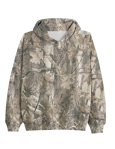 Dsewpaur Camo Fleece Hoodie For Men Women Long Sleeve Drop Shoulder Oversized Hooded Sweatshirt Pullover With Pocket - Small - 05khaki Green