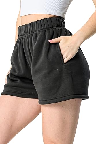 Kamo Fitness CozyTec Sweat Shorts Women High Waisted Lounge Comfy Casual Cotton Shorts with Pockets - X-Small - Shale Grey