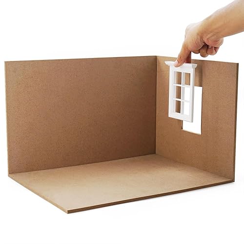 Odoria Dollhouse Room Box Miniature: 1/12 Scale Display Shadow Box Unfinished Construction for Diorama Craft Building - Mini Wooden Furniture for Doll Figure Model DIY