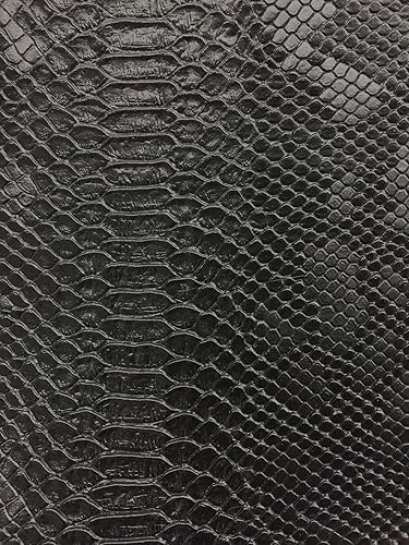 Black Faux Viper Sopythana Snake Skin Vinyl Fabric - Sold by The Yard - 52"