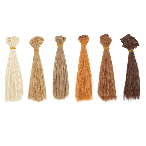 DICOSMETIC 6 Bundles 6 Colors Doll Wig 10cm Straight Short Doll Hair Hair High Temperature Fiber Doll Hair Wefts Multi-Colored Imitation Doll Wig Hair for DIY Doll Wigs - straight