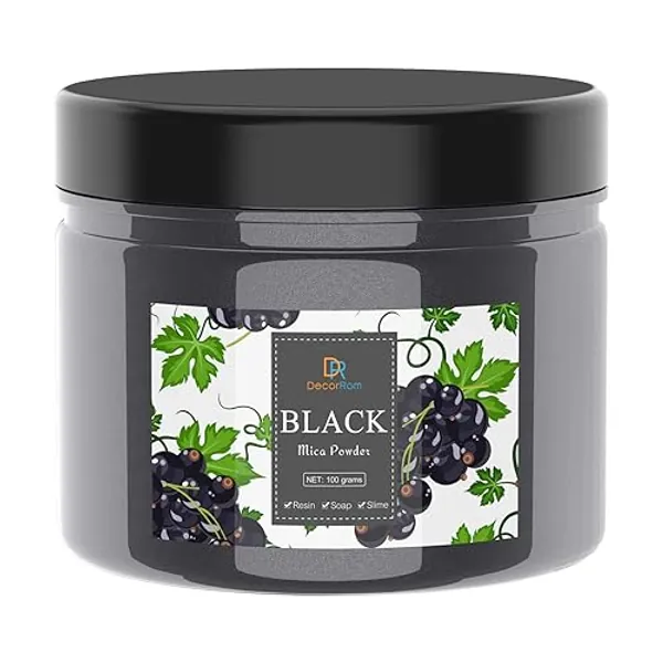 Epoxy Resin Color Pigment - Huge 100g/3.5 Ounces Metallic Mica Powder for Epoxy Resin Art Coloring, Slime Making - Cosmetic Grade Resin Color Dye for Jewelry, Soap Making, Painting, Nails Art (Black) - Black