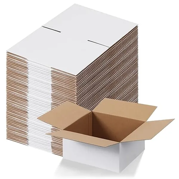 Calenzana 8x8x4 Shipping Boxes Set of 40, White Corrugated Cardboard Box for Mailing Packing Gifts Small Business - 8x8x4 - 40 Pack