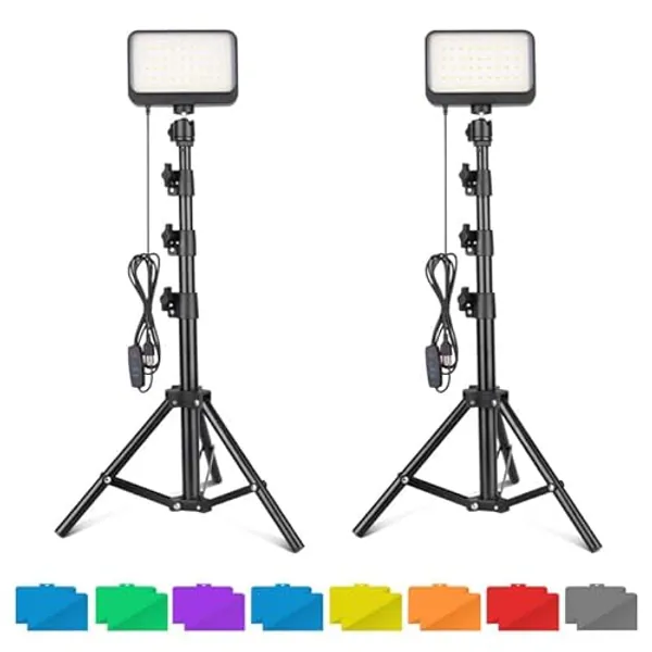 UBeesize LED Video Studio Light Kit - 16 Color Filters, Adjustable Tripod Stand with Ball Head, Photography Lighting for Video Recording - 16 Color Filters