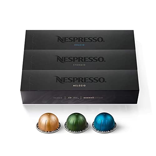 Nespresso Capsules VertuoLine, Medium and Dark Roast Coffee, Variety Pack, Stormio, Odacio, Melozio, 30 Count, Brews 7.77 Fl Oz (Pack of 3 ) - Best Seller Pack