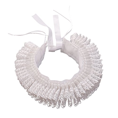 GRACEART Renaissance Elizabethan Ruff Collar Neck Ruffle - B-white (Organza Lace)
