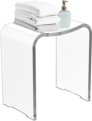 WAHFAY Acrylic Shower Bench, Clear Shower Stool for Inside Shower, Modern Shower Chair Bath Seat with Rounded Edge, 300lbs Weight Capacity