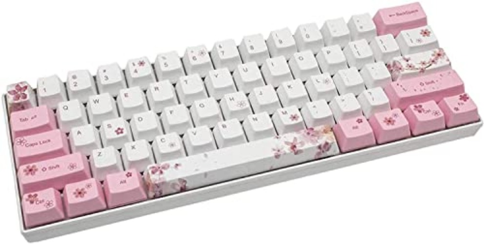 ZMX Cherry Blossom 61 Mechanical Keyboard,Hot Swappable 60％Compact Mechanical 5.0Bluetooth/Type-C Wired Dual-Mode RGB Backlit Dye-Sublimation PBT Keycap Gaming Keyboard(Red Switch, Pink) - Red Switch - Pink