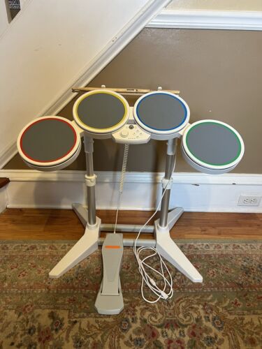 Nintendo Wii Rock Band White Drum Set Pedal & Drum Sticks WIRED 19092 Harmonix  | eBay