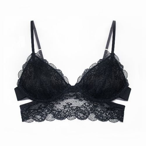 Wild Lace Long Line Bra Black - S 32C/34B / Black