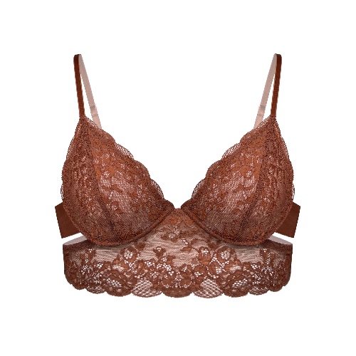 Wild Lace Long Line Bra Salted Caramel - S 32C/34B / Salted Caramel
