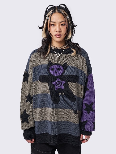 Cartoon Stripes & Stars Knit Sweater | XS / Multi