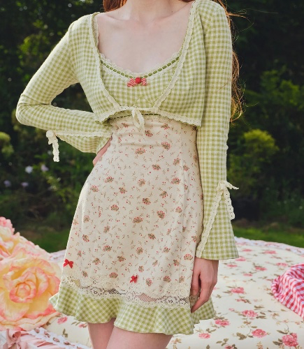 Matcha Red Bean Dress + Cardigan