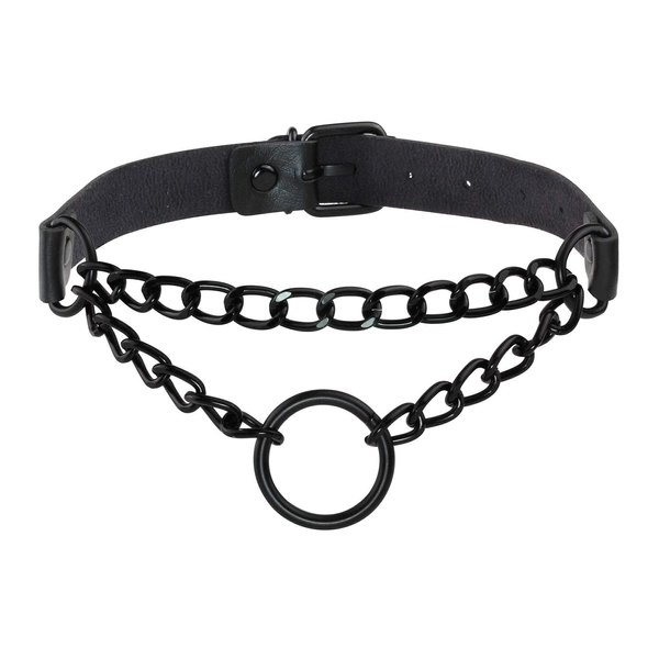 MILAKOO PU Lederen Punk Choker Kettingen Cirkel/Hart Charm Verstelbare Kraag Ketting Voor Vrouwen, Leer