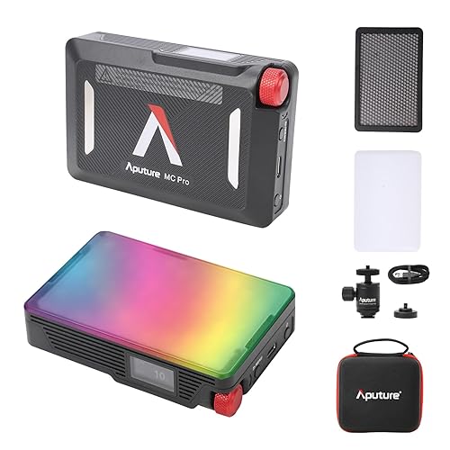 Aputure MC Pro RGBWW LED Video Light IP65 Dimmable 2000K-10000K with Magnetic Attraction Diffuser Supports APP Control Built-in 9 Lighting Effect
