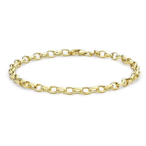 Carissima Gold Women's 9 ct Yellow Gold Hollow 4 mm Oval Belcher Chain Bracelet - 18 cm