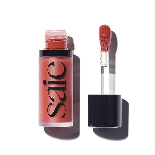 Saie Dew Blush - Lightweight Liquid Blush with a Blendable + Buildable Cream Finish - Dewy Cheek Tint with Doe Foot Wand Makeup Applicator - Spicy (.40 oz) - 09 - Spicy - 0.40 Ounce (Pack of 1)