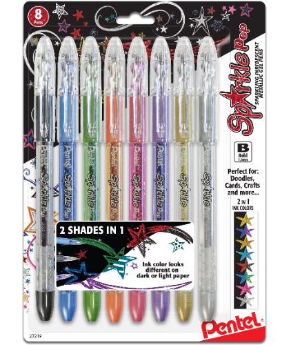 Pentel Sparkle Pop Bold Line Metallic Gel Pen, 1.0 mm Tip Size, Assorted (Pack of 8)