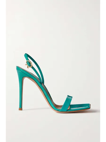 GIANVITO ROSSI Ribbon 105 patent-leather slingback sandals | NET-A-PORTER