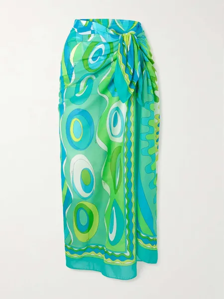 PUCCI Printed cotton-voile pareo | NET-A-PORTER