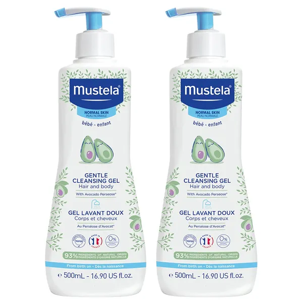 Mustela Baby Gentle Cleansing Gel - Baby Hair & Body Wash - with Natural Avocado fortified with Vitamin B5 - Biodegradable Formula & Tear-Free - 1 or 2-Pack - Various Sizes
