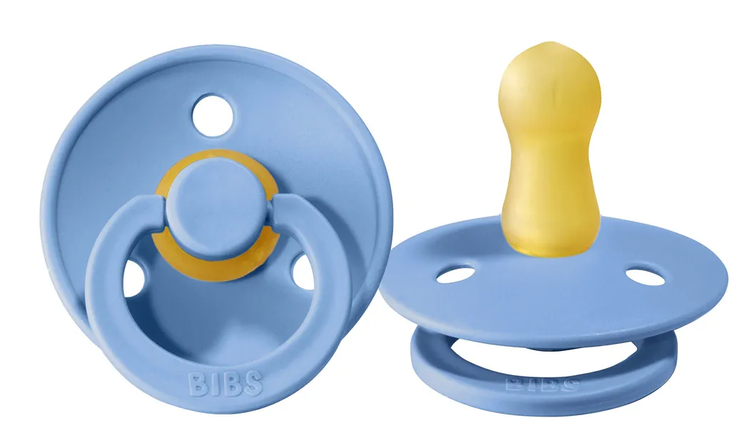 BIBS BPA-Free Natural Rubber Baby Pacifier | Made in Denmark (Sky Blue, 0-6 Months) 2-Pack