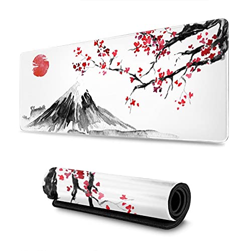 Japanese Cherry Blossom Ink Painting Gaming Mouse Pad Large XL Long Extended Pads Big Mousepad Keyboard Mouse Mat Desk Pad Home Office Decor Accessories for Computer Pc Laptop - Japanese Sakura Painting