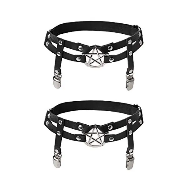 VENESUN 2pcs Adjustable Thigh Garter, Star Leg Garters with Anti-Slip Clips for Women