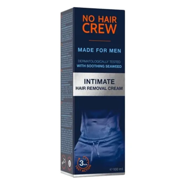 No Hair Crew Intimate/Private At Home Hair Removal Cream for Men - Painless, Flawless, Soothing Depilatory for Unwanted Coarse Male Body Hair, 100ml