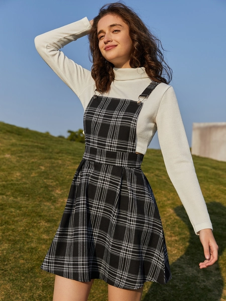 Fairycore Plaid Overall Dress