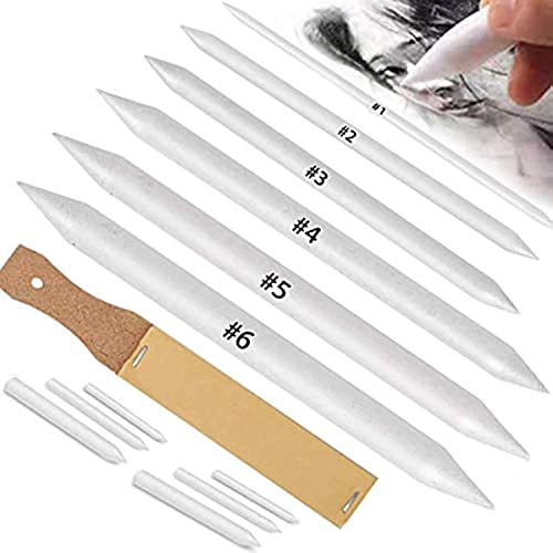 N NOROCME 12 PCS Blending Stumps and Tortillions Paper Art Blenders with Sandpaper Pencil Sharpener Pointer for Student Artist Charcoal Sketch Drawing Tools - 13 Piece Set