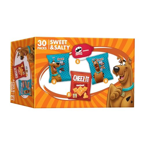 Kellogg’s Sweet and Salty, Lunch Snacks, Office and Kids Snacks, Variety Pack, 28oz Box (30 Snacks) - Cheez-It, Pringles, Scooby Snacks - 0.93 Ounce (Pack of 30)