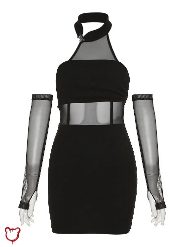 'Black Alt Sleeveless Dress' - Black / M