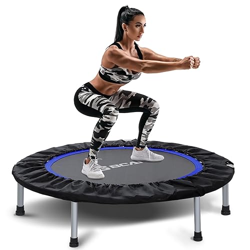 BCAN 40/48" Foldable Mini Trampoline Max Load 330lbs/440lbs, Fitness Rebounder, Exercise Trampoline for Adults Indoor/Garden Workout - 48-inch