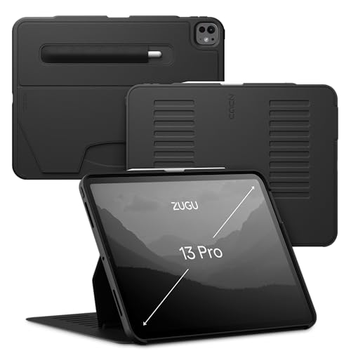 Zugu Case for iPad Pro 13 (M4) 2024, Slim Protective Cover with Apple Pencil Holder, Auto Wake/Sleep, Multiple Viewing Angles - iPad Pro 13 Inch Case, iPad 13 Case, iPad Pro 13 Inch Case - Black - Black