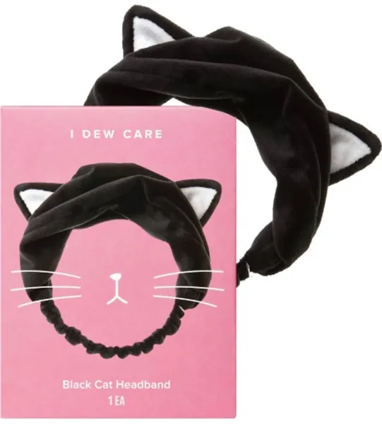 I Dew Care Face Wash Headband - Black Cat 