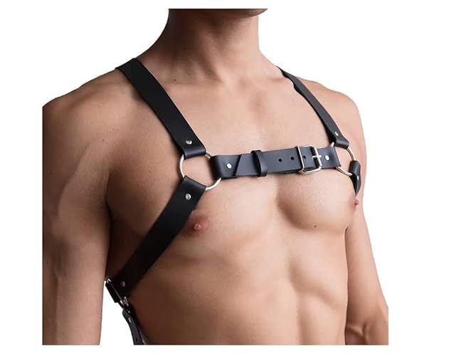 Adjustable Men's Punk Chest Belt Leather Body Chest Harness Belt Shiny Half Body Chest Strap Rave Clubwear Masquerade Costume