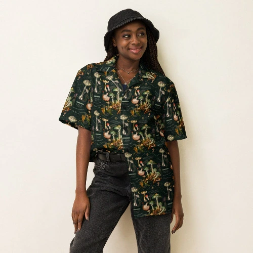 The Future is Fungi Mushroom Magic Forest Unisex Button Shirt by Sauriêl People 