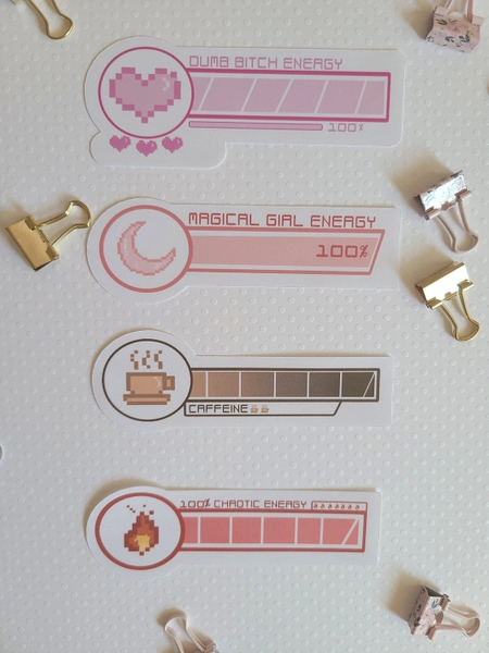 Cute Life Bar Stickers | Cute Magical Girl Stickers | Funny Stickers | Video Game Stickers