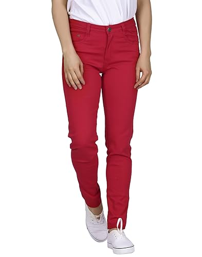 HDE Women's Mid-Rise Stretchy Denim Slim Fit Skinny Jeans - Large - Red