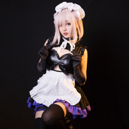FGO Mash Kyrielight Cosplay Outfit - Maid Costume+Wig / S