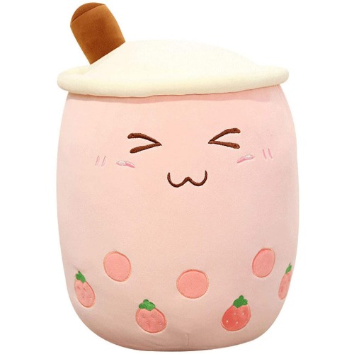 VHYHCY Cute Stuffed Boba Plush Bubble Tea Plushie Pillow Milk Tea Cup Pillow Food Plush, Soft Kawaii Hugging Plush Toys Gifts for Kids(Pink, 19.6 inch)