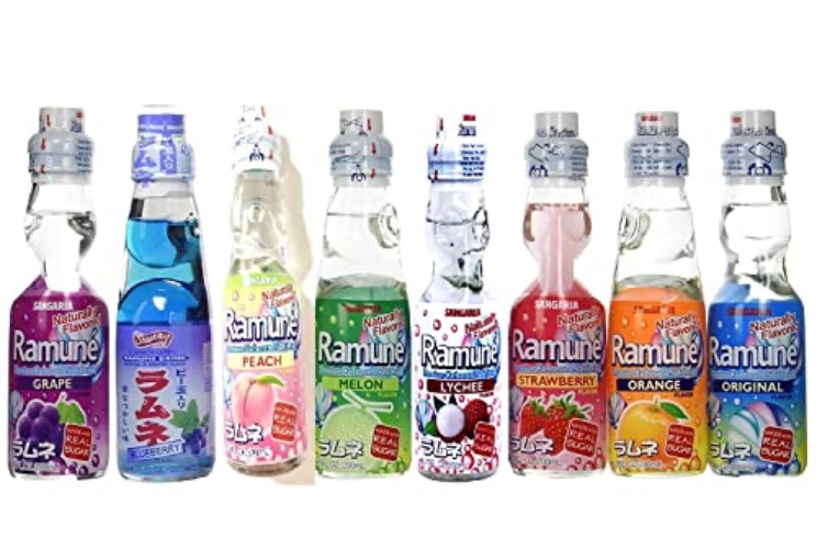 Ramune Japanese Soda Drinks Gift Set 8 Variety Pack Additional 3 Pack Ginger Honey Crystals