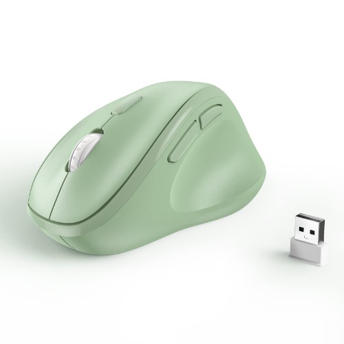 Ergonomic Wireless Mouse with USB Receiver for PC Computer, Laptop and Desktop, Ergo Mouse with Silent Clicks, About 16-Month Battery Life, Up to 1600 DPI & 1 AA Battery Powered, Green - Green