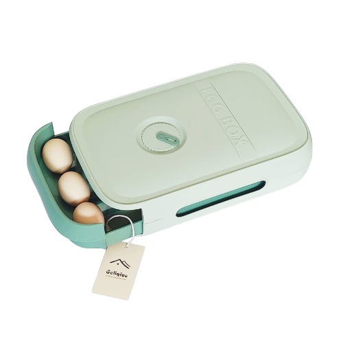 Rolling Egg Holder Countertop Auto Scrolling Egg Tray for Refrigerator (18-21 Eggs) Stackable Plastic Egg Container Drawer Type Storage Rack Box for Kitchen (Light Green)