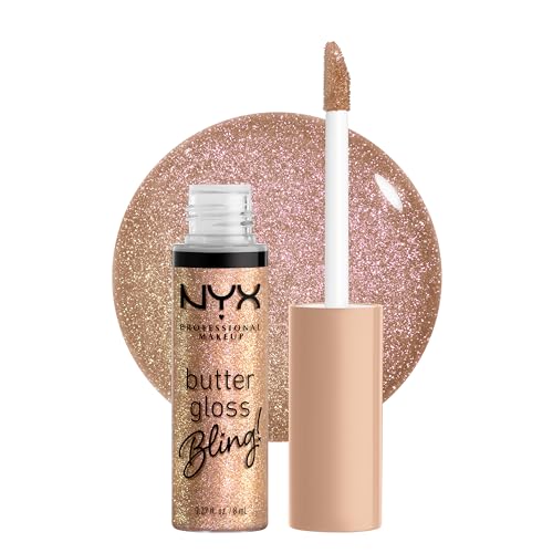 NYX PROFESSIONAL MAKEUP Butter Gloss Bling Lip Gloss, Non Sticky and Shiny Vegan Lip Makeup - Bring The Bling - Bring The Bling (Shimmer) - 0.27 Fl Oz (Pack of 1)