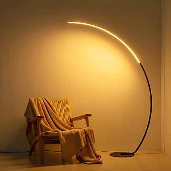 Arc Floor Lamp for Living Room, 67" Floor Lamp with Remote, Tall Black LED Dimmable Modern Floor Lamp, Ultra Bright 2000LM, 3 Color Temperature, Curved Cool Unique Floor Lamps for Bedroom Office Home