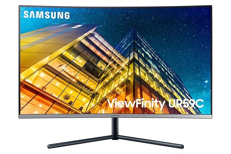 SAMSUNG 32" UR59 Series ViewFinity 4K UHD (3840x2160) Computer Monitor, Curved, HDMI, Display Port, 3-sided border-less, Eye Saver Mode LU32R590CWNXZA, Black - 32-inch - UR59C - 2018 Model - Curved