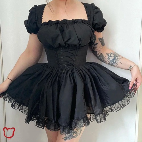 Kawaii Goth Lace Corset Dress. - Color 0 / S