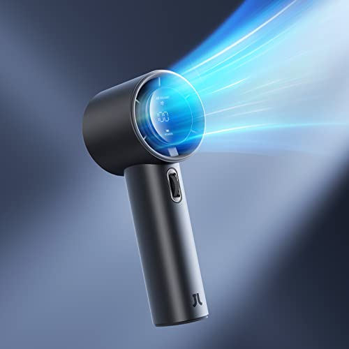 JISULIFE Portable Handheld Fan,Speed(1-100) Adjustable Turbo Mini Fan,5000mAh Battery Rechargeable Personal Fan with Metal Body,Digital Display,Gifts for Women Men Travel/Camping/Outdoor-Grey - Metal Exterior - Grey